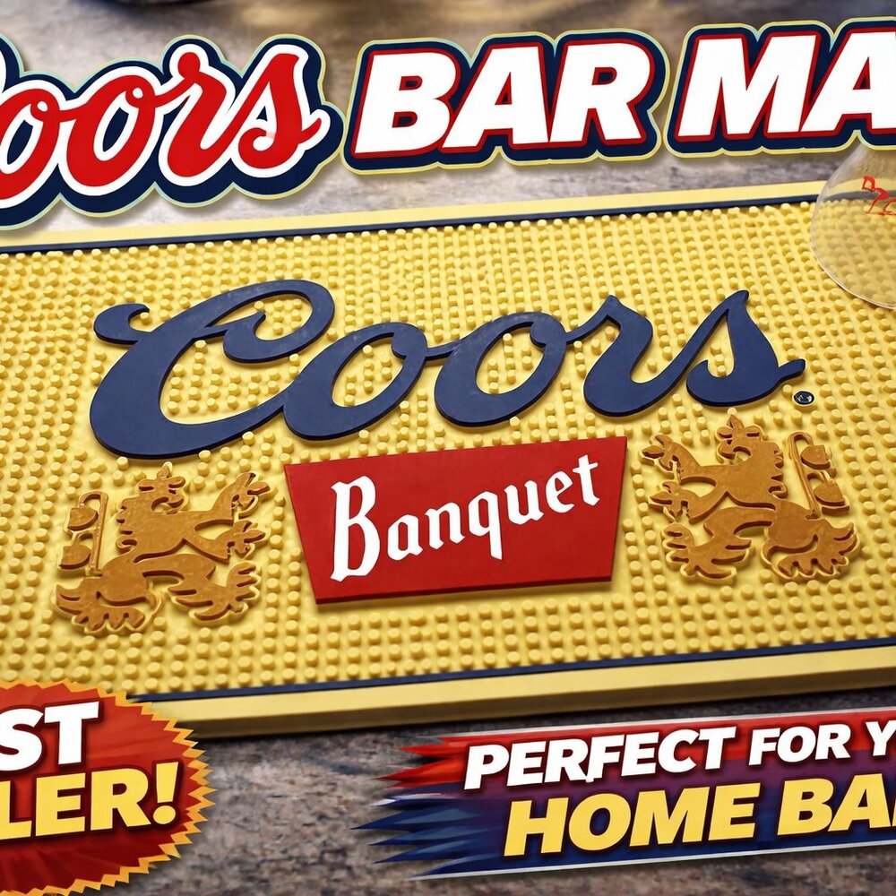 Coors Banquet Bar Mats for‎ Countertop - 18x12 inches, Non-Slip Rubber Backing,
